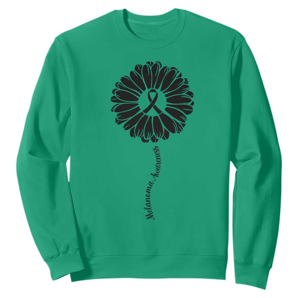 Melanoma Support Black Ribbon Flower Sweatshirt Skin Cancer Fighter Gift