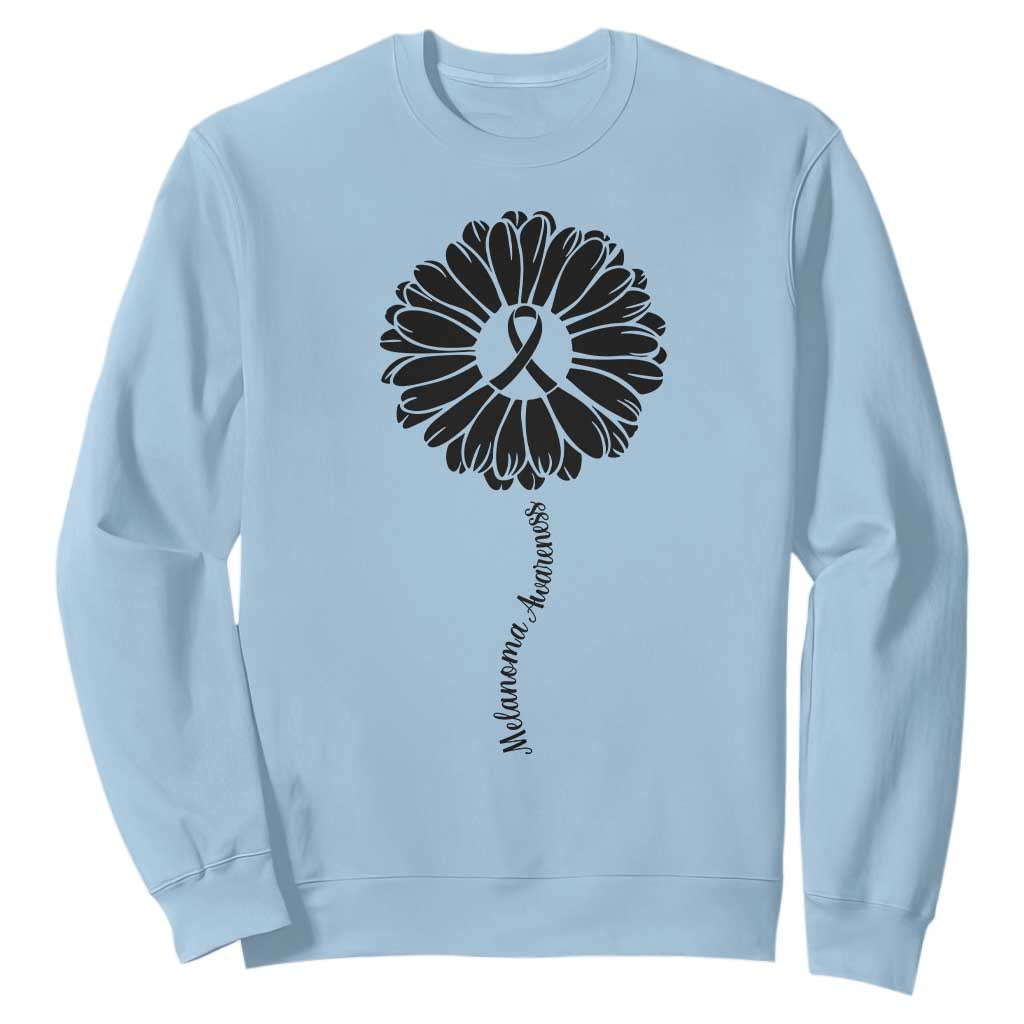 Melanoma Support Black Ribbon Flower Sweatshirt Skin Cancer Fighter Gift