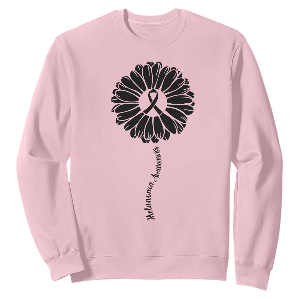 Melanoma Support Black Ribbon Flower Sweatshirt Skin Cancer Fighter Gift