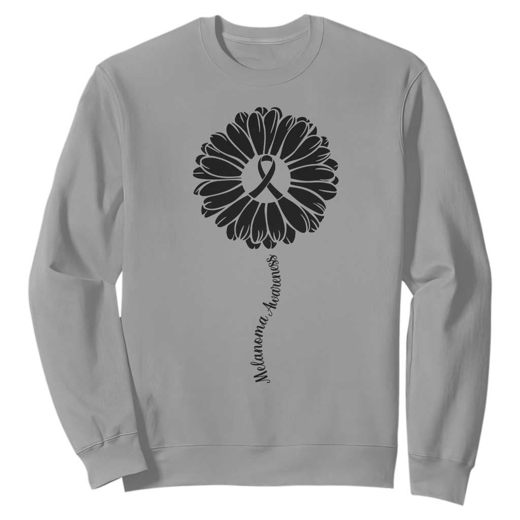 Melanoma Support Black Ribbon Flower Sweatshirt Skin Cancer Fighter Gift