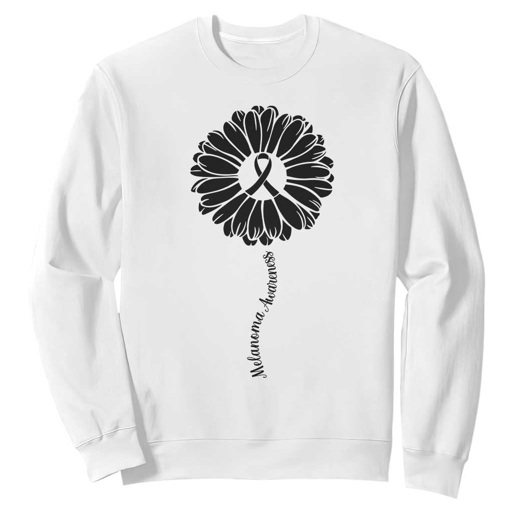 Melanoma Support Black Ribbon Flower Sweatshirt Skin Cancer Fighter Gift