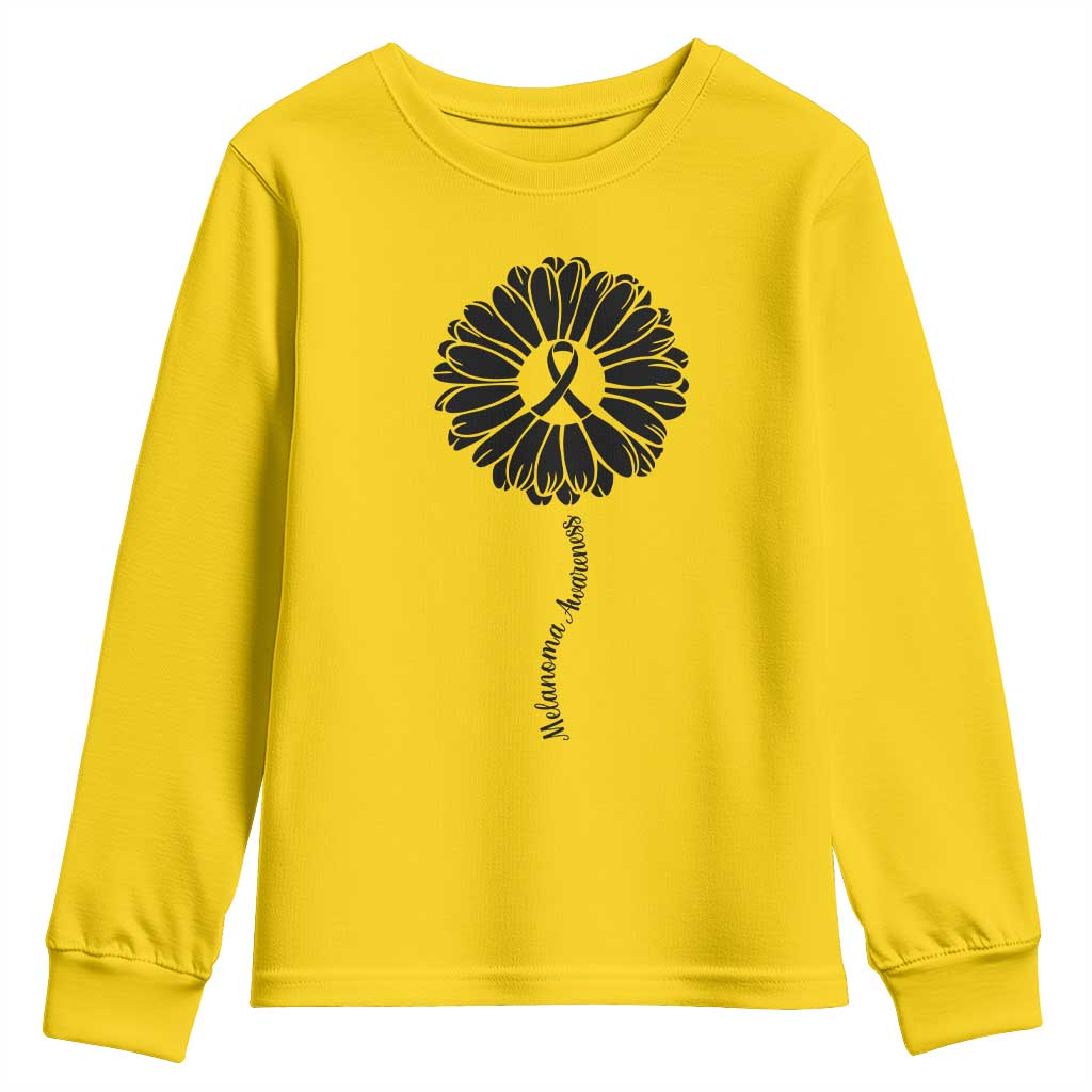 Melanoma Support Black Ribbon Flower Youth Sweatshirt Skin Cancer Fighter Gift