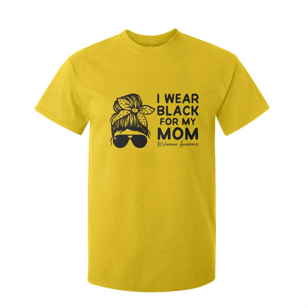 I Wear Black For My Mom T Shirt For Kid Melanoma Support Family Gift