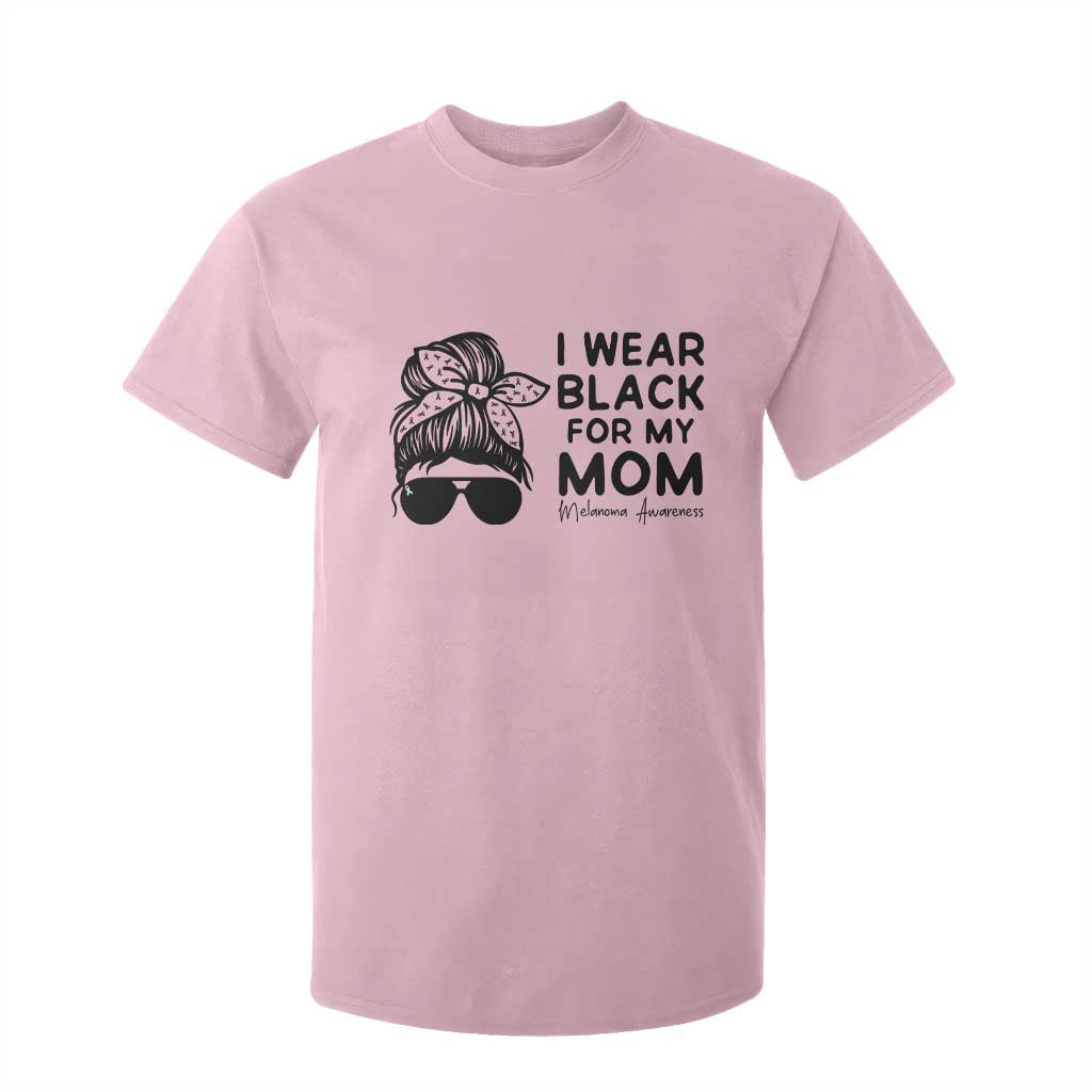 I Wear Black For My Mom T Shirt For Kid Melanoma Support Family Gift