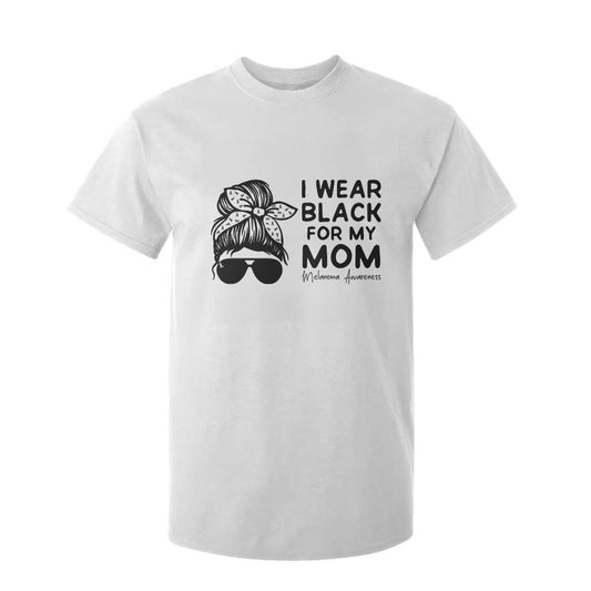 I Wear Black For My Mom T Shirt For Kid Melanoma Support Family Gift