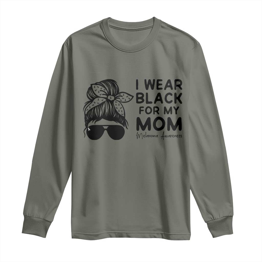 I Wear Black For My Mom Long Sleeve Shirt Melanoma Support Family Gift