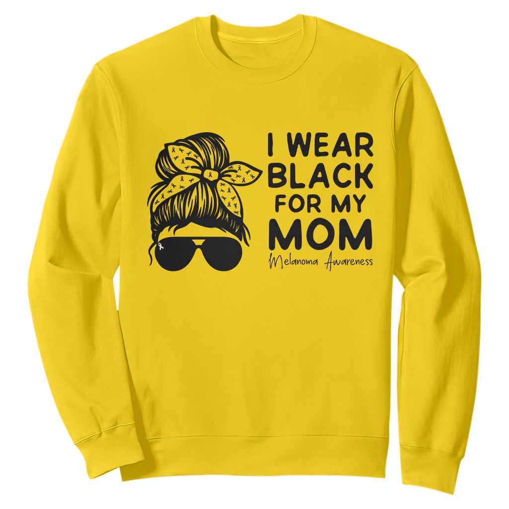 I Wear Black For My Mom Sweatshirt Melanoma Support Family Gift