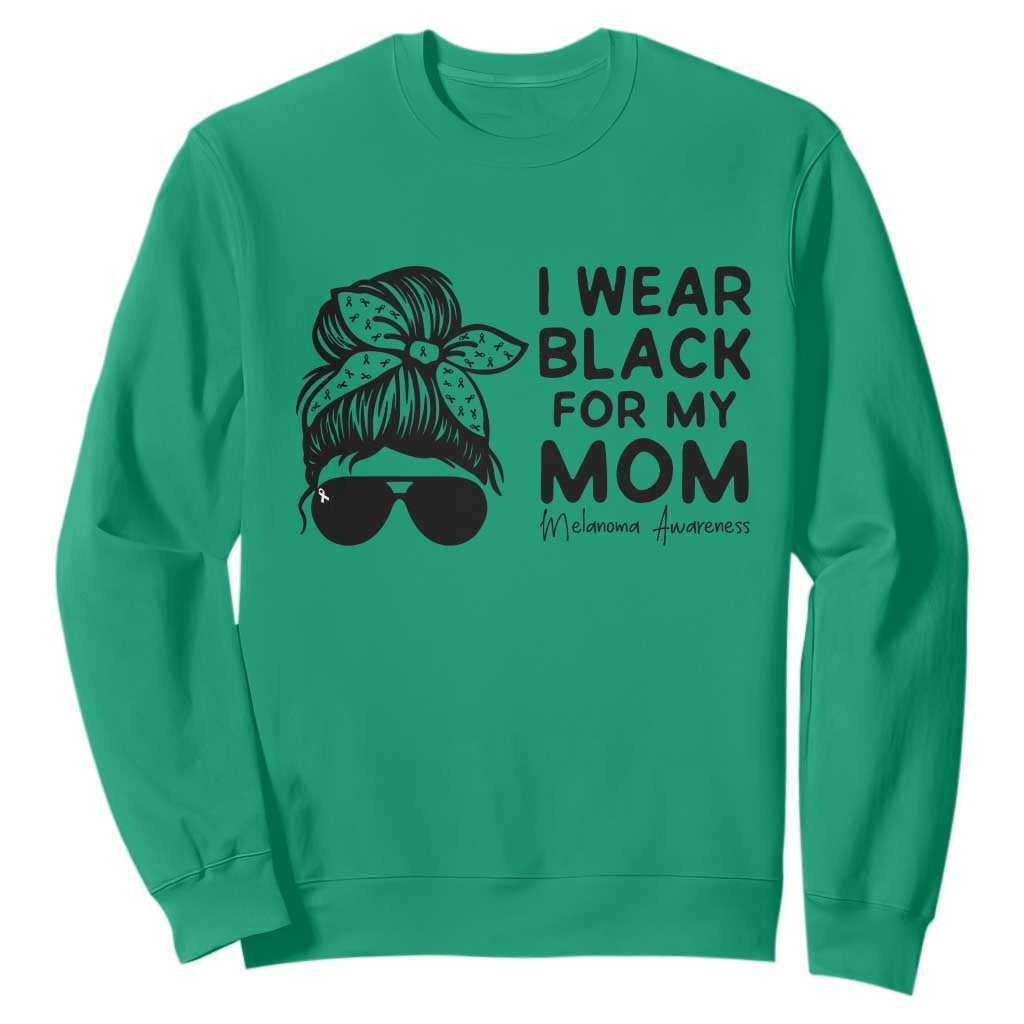 I Wear Black For My Mom Sweatshirt Melanoma Support Family Gift