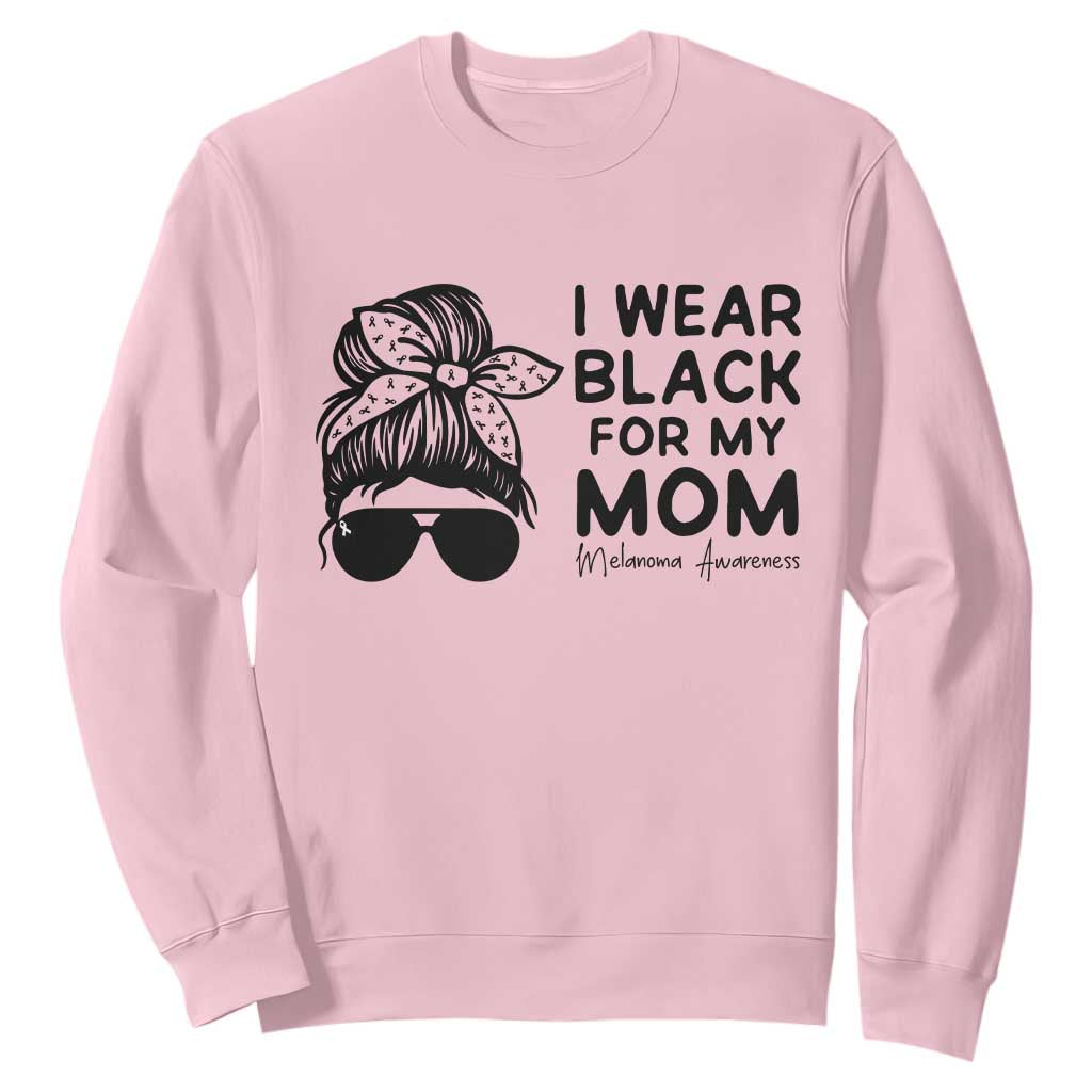 I Wear Black For My Mom Sweatshirt Melanoma Support Family Gift