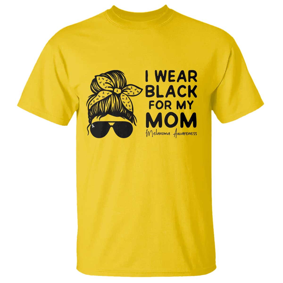 I Wear Black For My Mom T Shirt Melanoma Support Family Gift