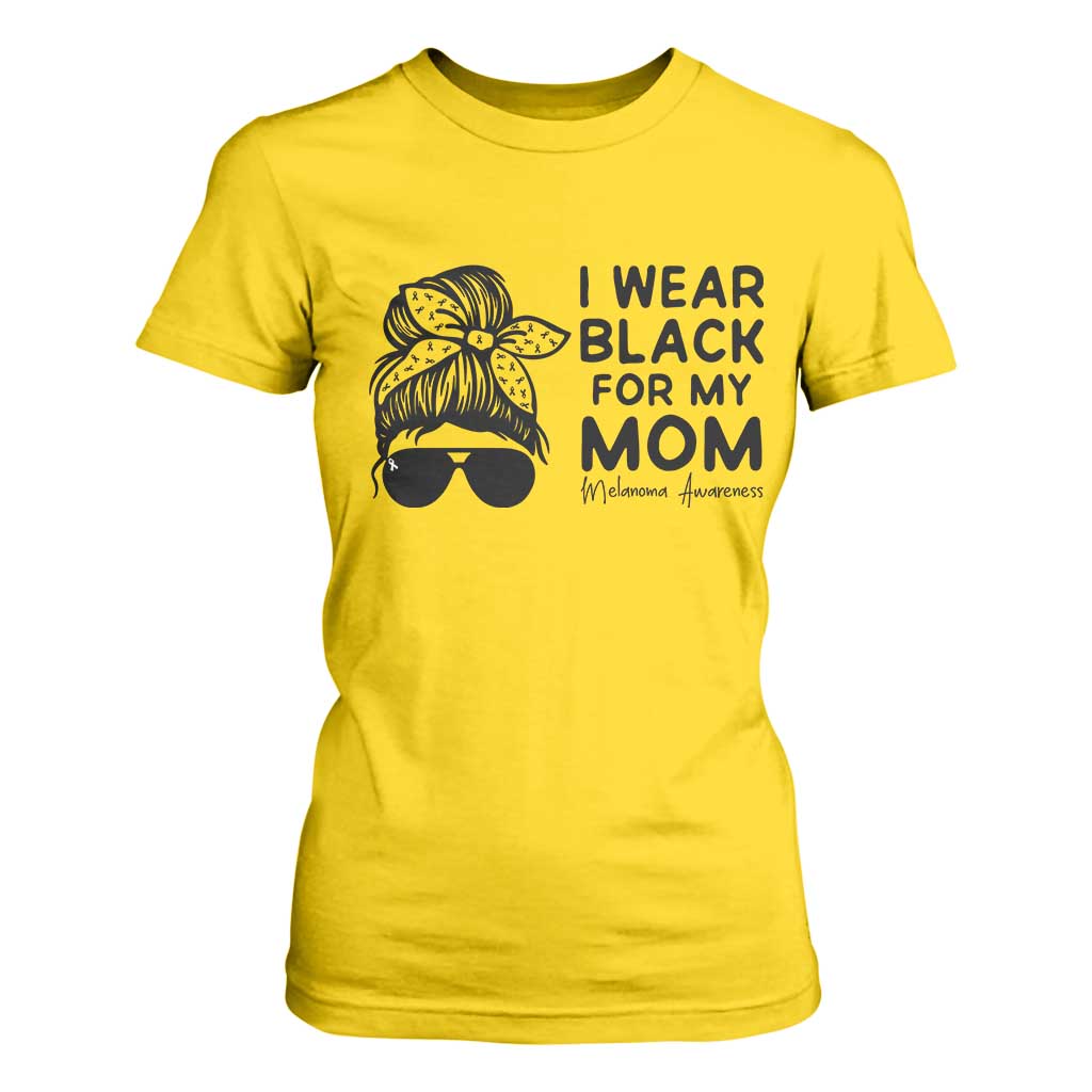 I Wear Black For My Mom T Shirt For Women Melanoma Support Family Gift