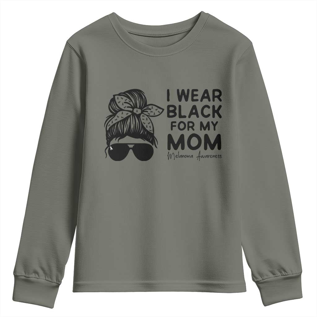 I Wear Black For My Mom Youth Sweatshirt Melanoma Support Family Gift