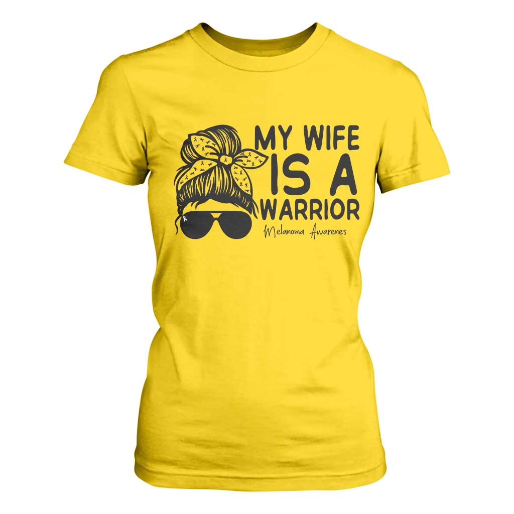 My Wife Is A Warrior T Shirt For Women Melanoma Support Husband Gift