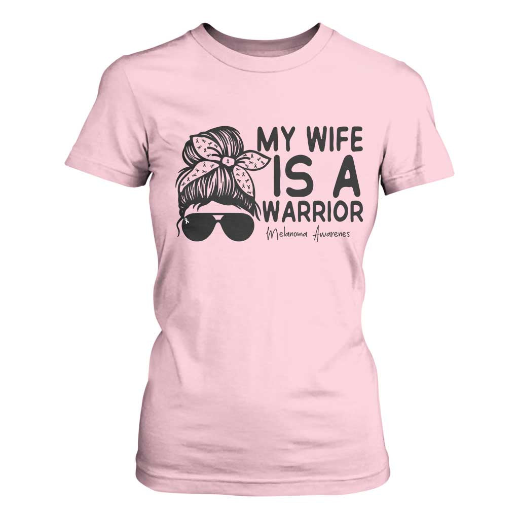 My Wife Is A Warrior T Shirt For Women Melanoma Support Husband Gift