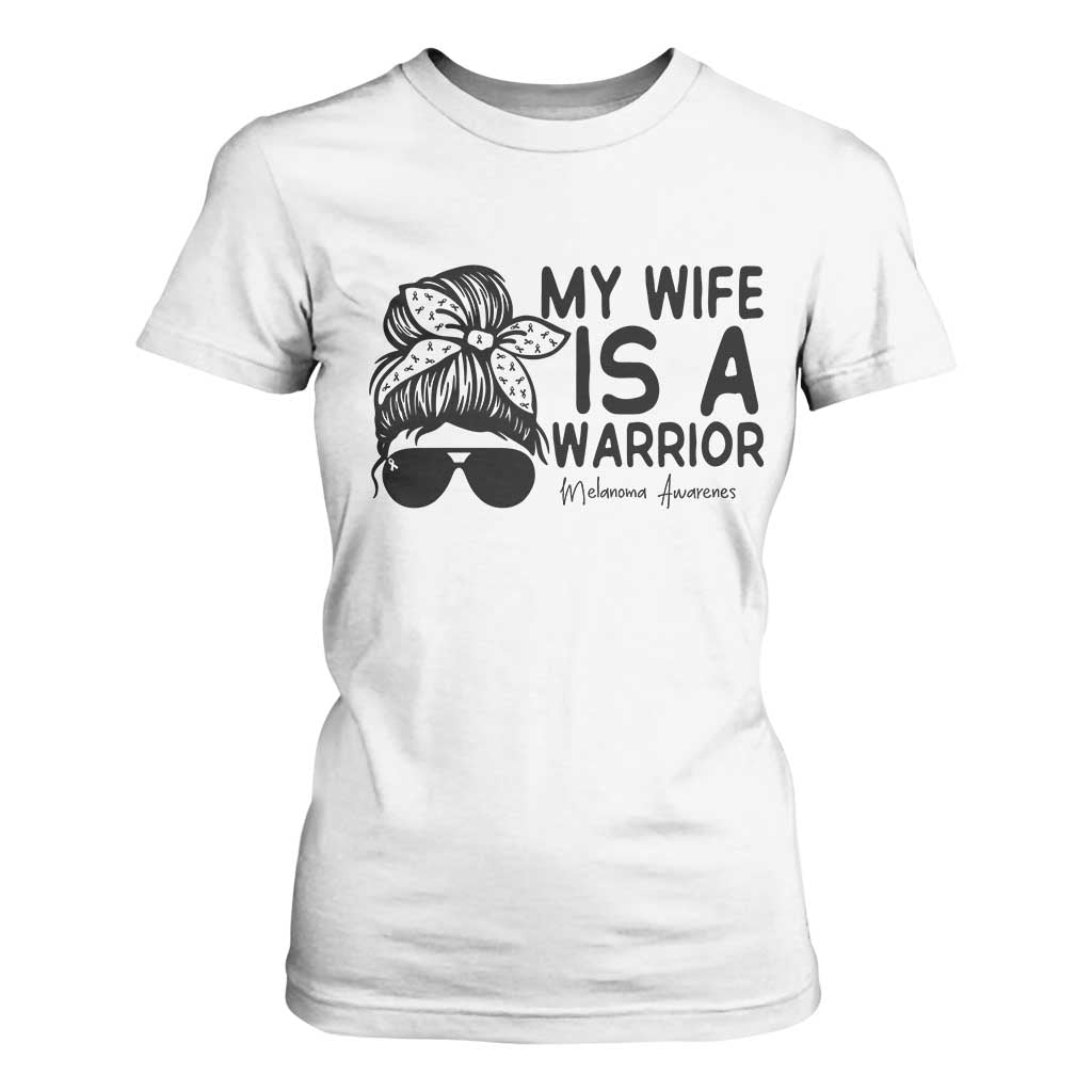 My Wife Is A Warrior T Shirt For Women Melanoma Support Husband Gift
