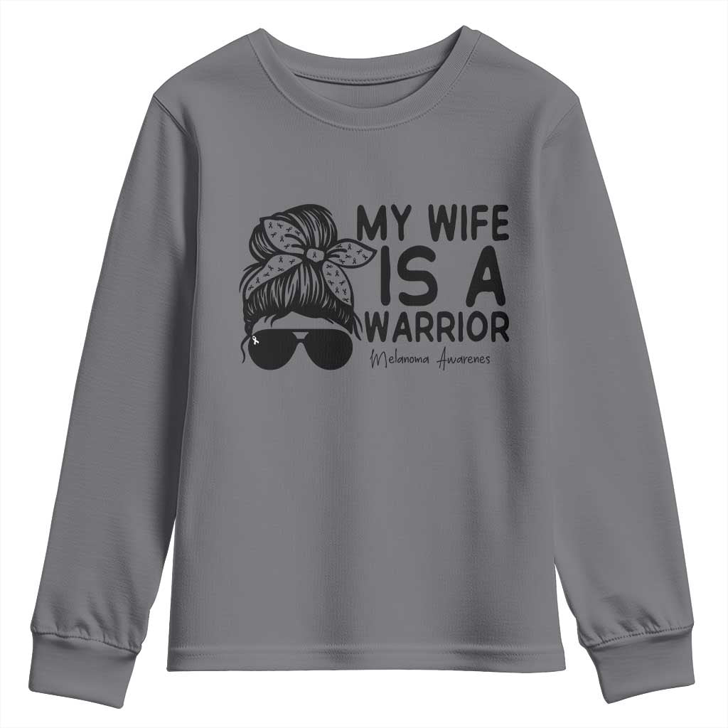 My Wife Is A Warrior Youth Sweatshirt Melanoma Support Husband Gift
