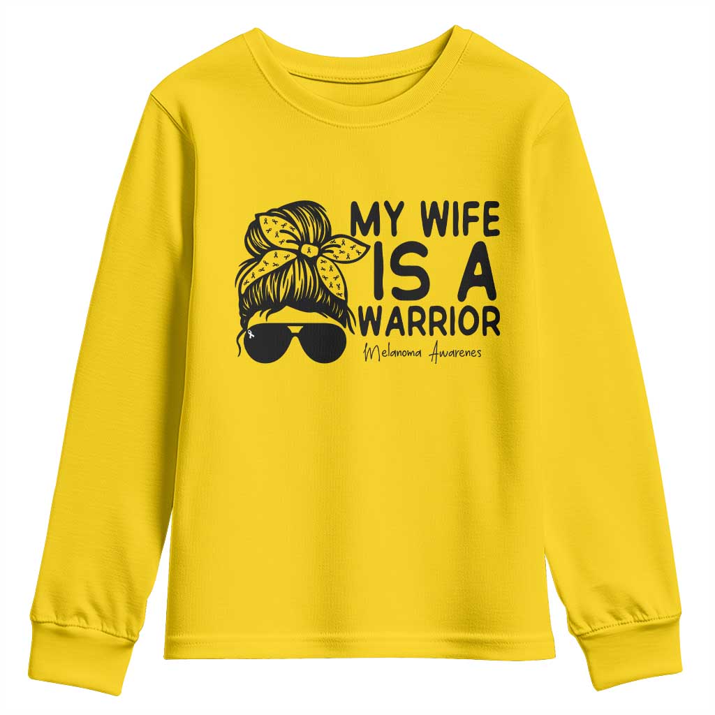 My Wife Is A Warrior Youth Sweatshirt Melanoma Support Husband Gift