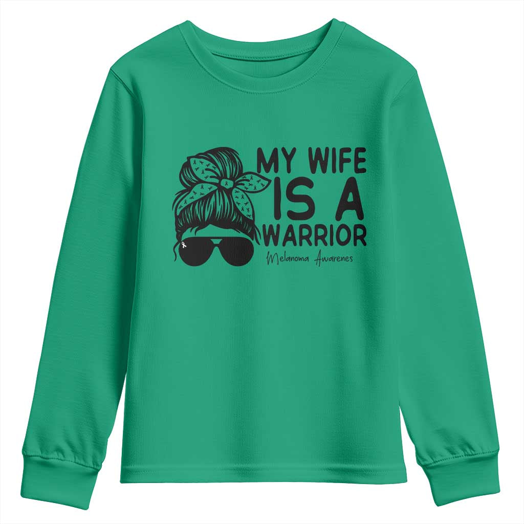 My Wife Is A Warrior Youth Sweatshirt Melanoma Support Husband Gift