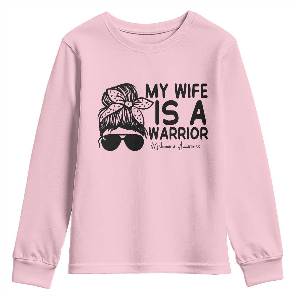My Wife Is A Warrior Youth Sweatshirt Melanoma Support Husband Gift