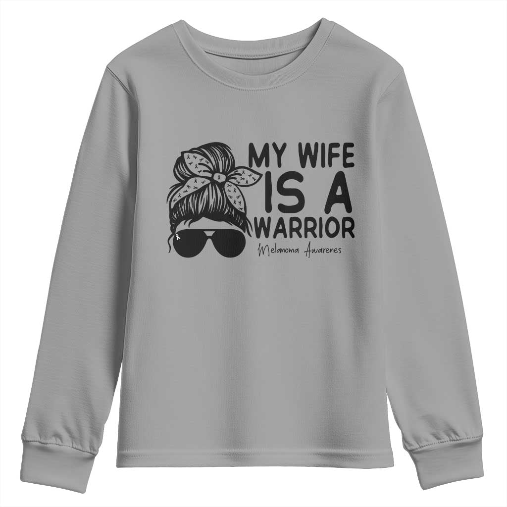 My Wife Is A Warrior Youth Sweatshirt Melanoma Support Husband Gift