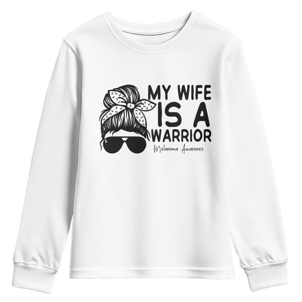 My Wife Is A Warrior Youth Sweatshirt Melanoma Support Husband Gift
