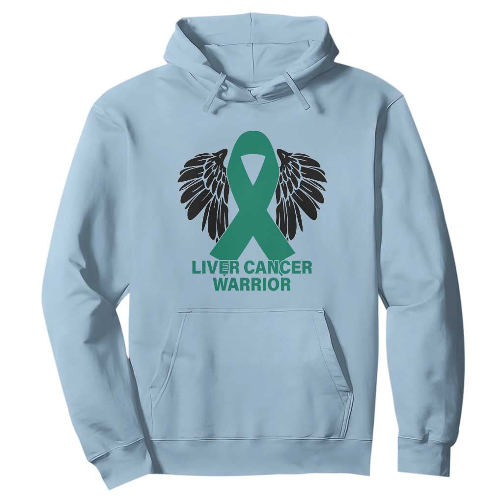 Liver Cancer Angel Warrior Wings Hoodie Green Ribbon Support Gift