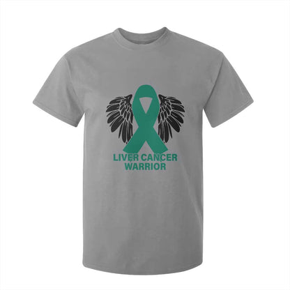 Liver Cancer Angel Warrior Wings T Shirt For Kid Green Ribbon Support Gift