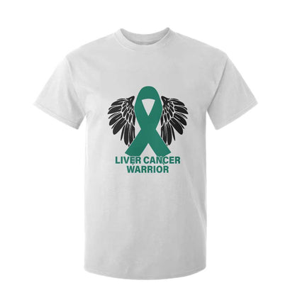 Liver Cancer Angel Warrior Wings T Shirt For Kid Green Ribbon Support Gift