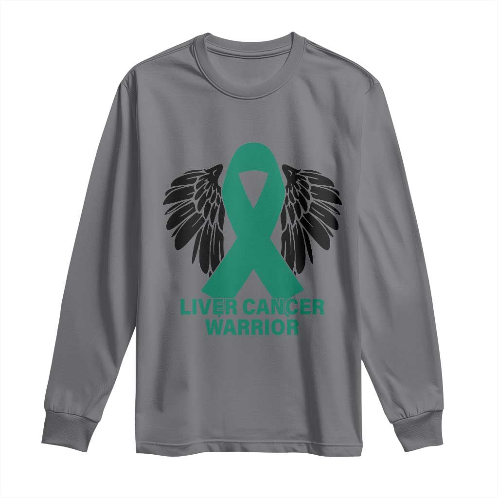 Liver Cancer Angel Warrior Wings Long Sleeve Shirt Green Ribbon Support Gift