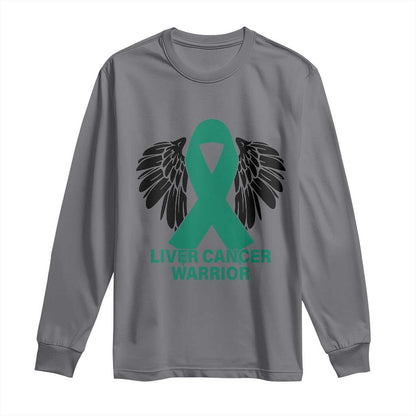 Liver Cancer Angel Warrior Wings Long Sleeve Shirt Green Ribbon Support Gift