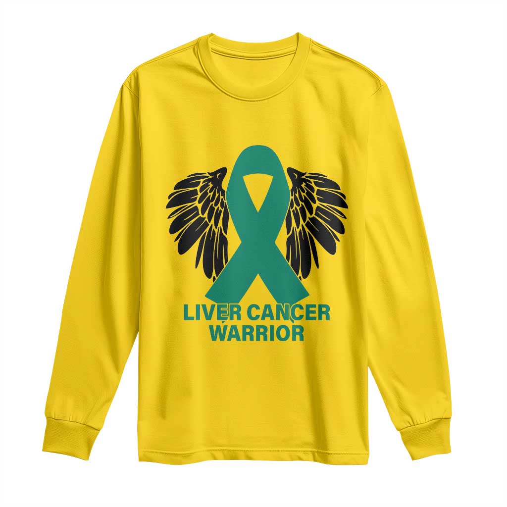 Liver Cancer Angel Warrior Wings Long Sleeve Shirt Green Ribbon Support Gift