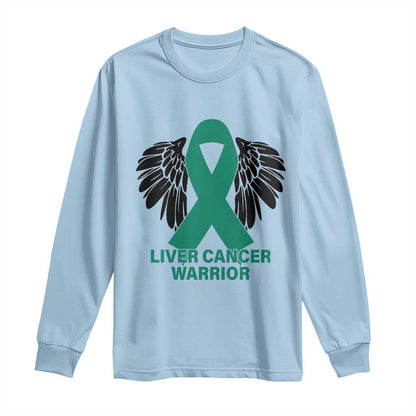 Liver Cancer Angel Warrior Wings Long Sleeve Shirt Green Ribbon Support Gift