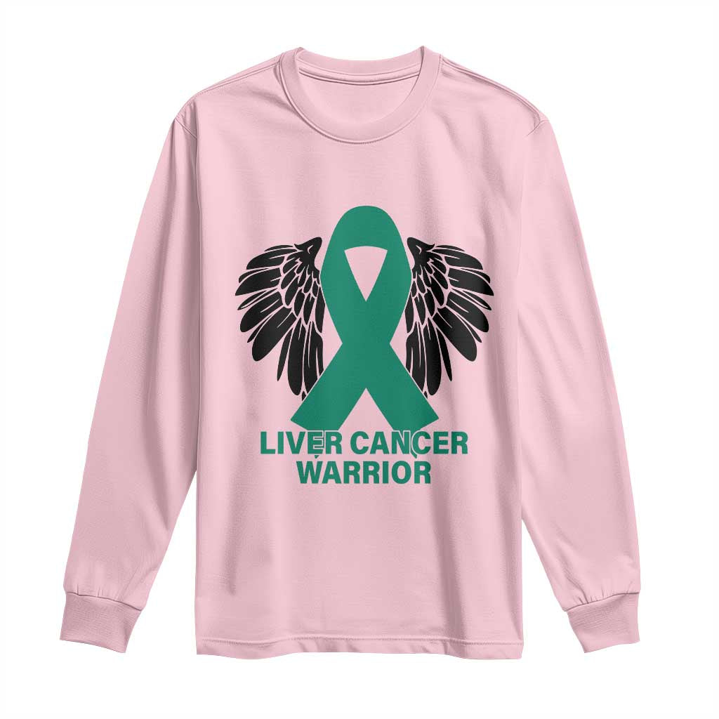 Liver Cancer Angel Warrior Wings Long Sleeve Shirt Green Ribbon Support Gift