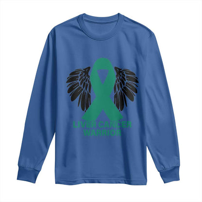 Liver Cancer Angel Warrior Wings Long Sleeve Shirt Green Ribbon Support Gift