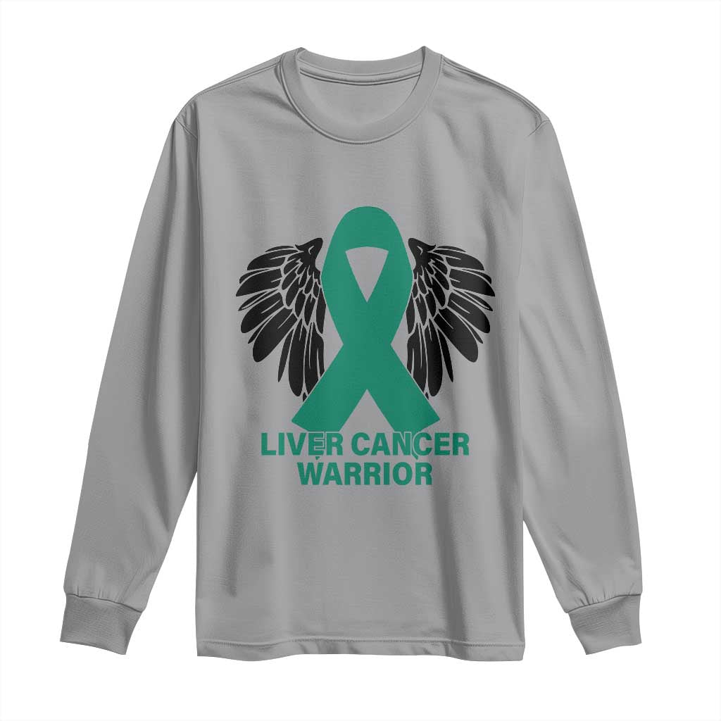 Liver Cancer Angel Warrior Wings Long Sleeve Shirt Green Ribbon Support Gift
