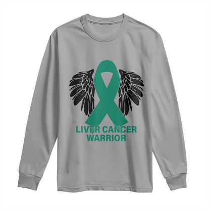 Liver Cancer Angel Warrior Wings Long Sleeve Shirt Green Ribbon Support Gift