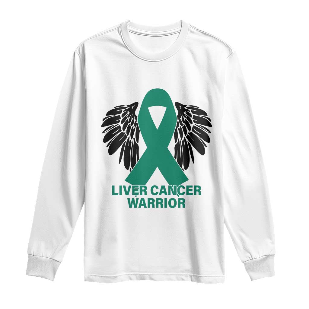 Liver Cancer Angel Warrior Wings Long Sleeve Shirt Green Ribbon Support Gift