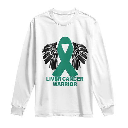 Liver Cancer Angel Warrior Wings Long Sleeve Shirt Green Ribbon Support Gift
