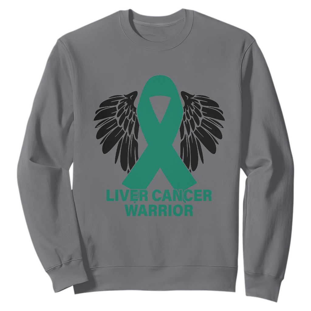 Liver Cancer Angel Warrior Wings Sweatshirt Green Ribbon Support Gift