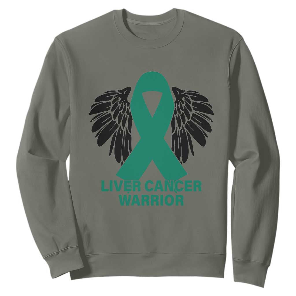 Liver Cancer Angel Warrior Wings Sweatshirt Green Ribbon Support Gift