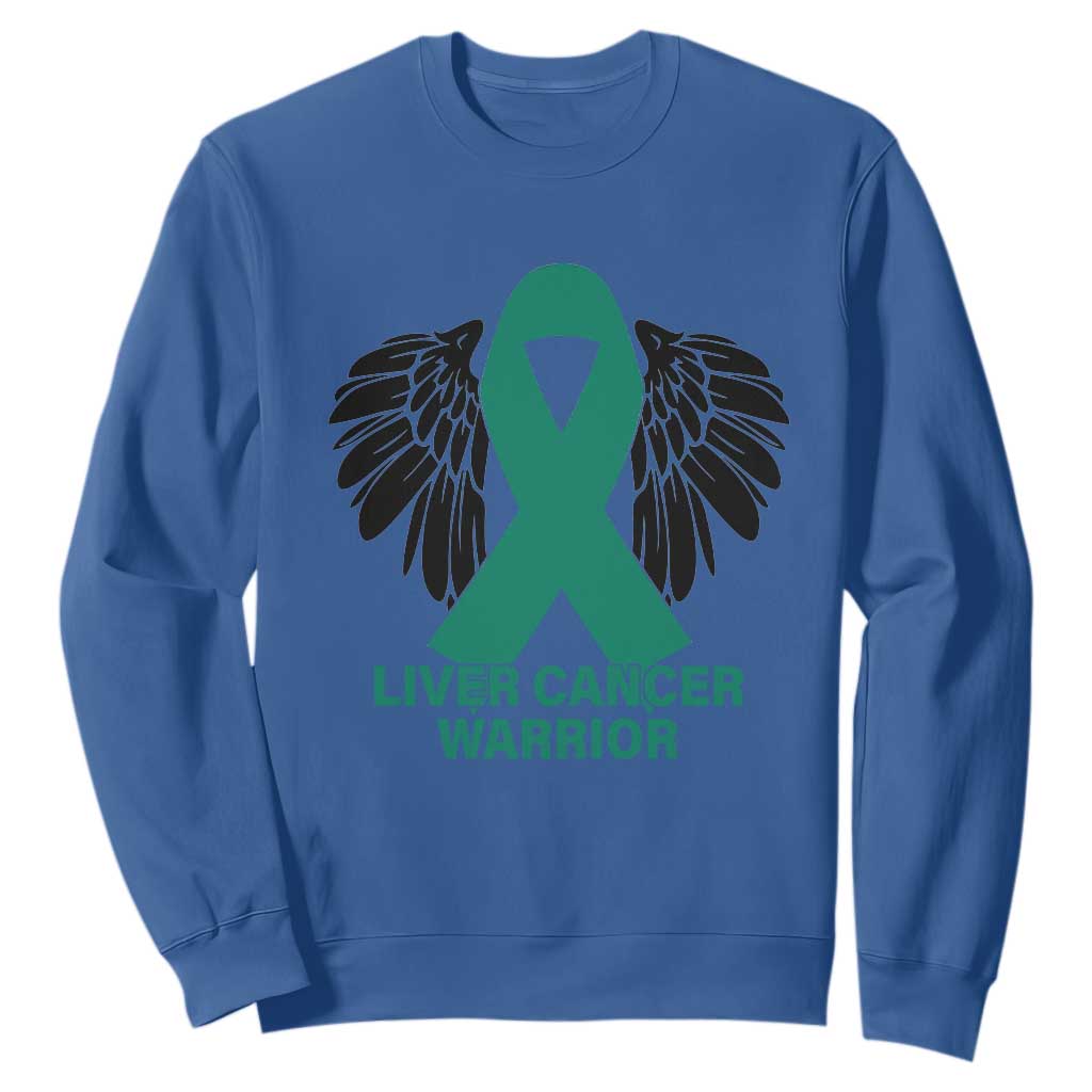 Liver Cancer Angel Warrior Wings Sweatshirt Green Ribbon Support Gift