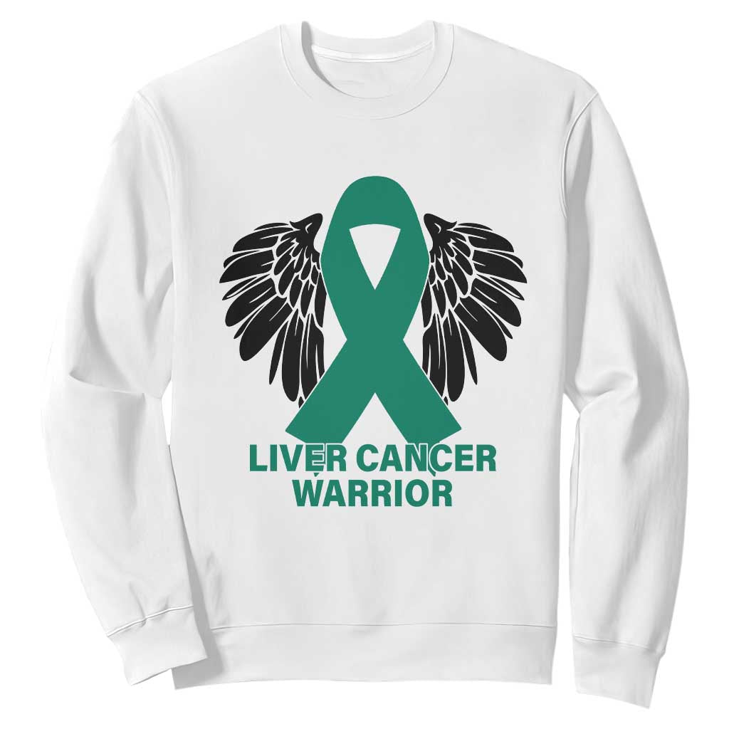 Liver Cancer Angel Warrior Wings Sweatshirt Green Ribbon Support Gift