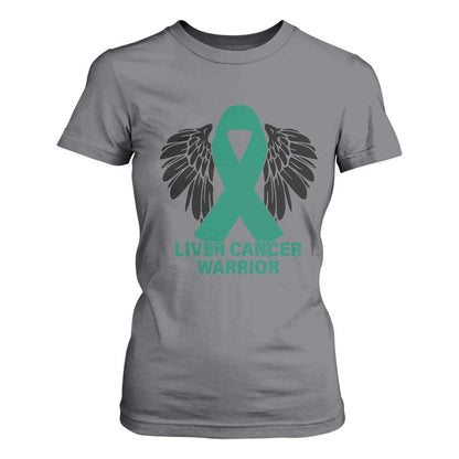 Liver Cancer Angel Warrior Wings T Shirt For Women Green Ribbon Support Gift