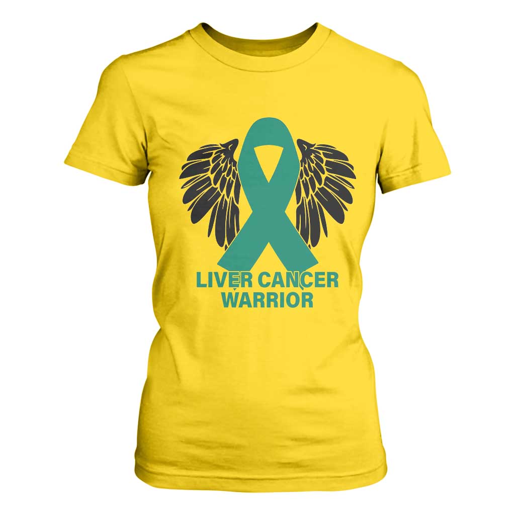 Liver Cancer Angel Warrior Wings T Shirt For Women Green Ribbon Support Gift