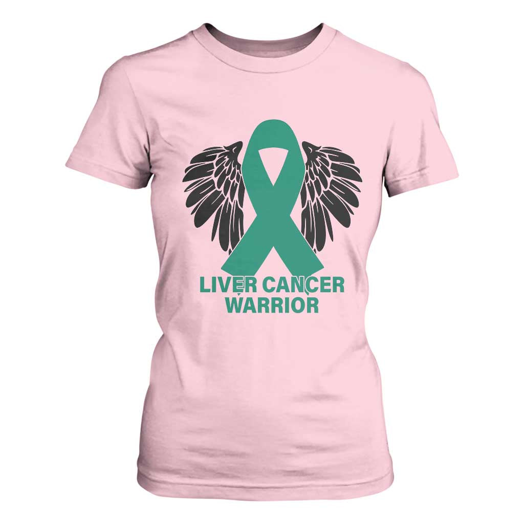 Liver Cancer Angel Warrior Wings T Shirt For Women Green Ribbon Support Gift