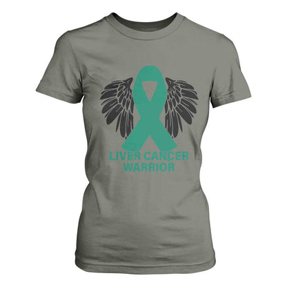 Liver Cancer Angel Warrior Wings T Shirt For Women Green Ribbon Support Gift
