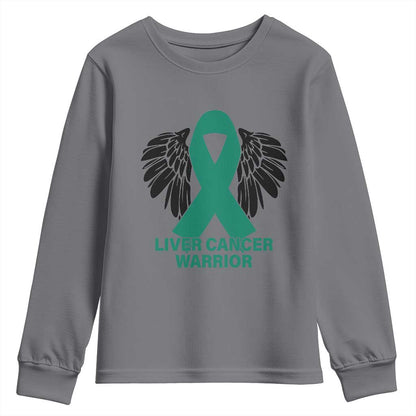 Liver Cancer Angel Warrior Wings Youth Sweatshirt Green Ribbon Support Gift