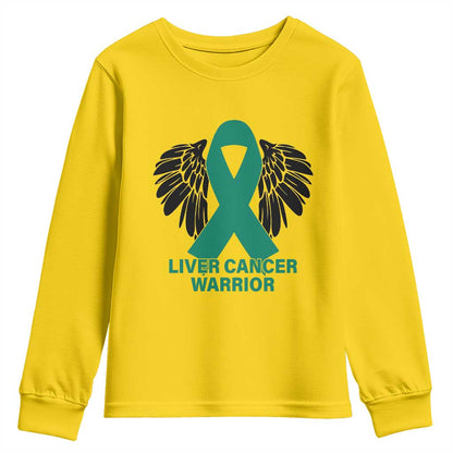 Liver Cancer Angel Warrior Wings Youth Sweatshirt Green Ribbon Support Gift