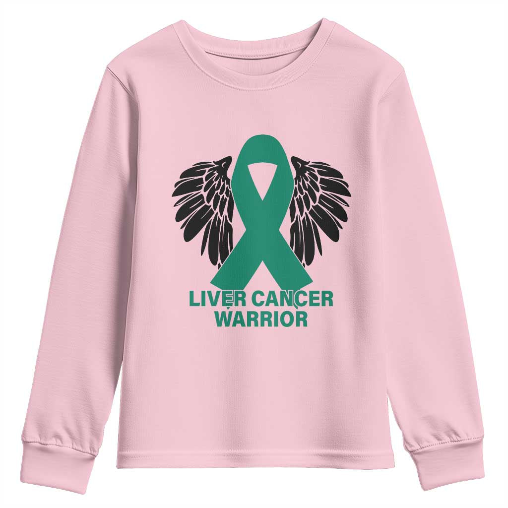Liver Cancer Angel Warrior Wings Youth Sweatshirt Green Ribbon Support Gift