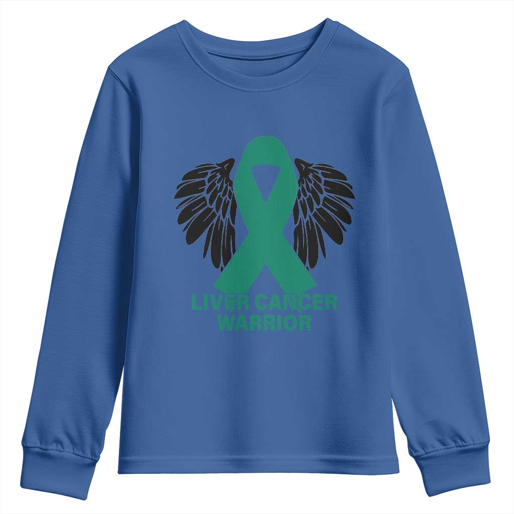 Liver Cancer Angel Warrior Wings Youth Sweatshirt Green Ribbon Support Gift